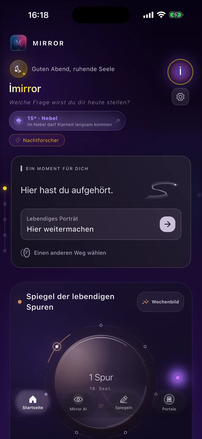 Startbildschirm der MirrorID-App